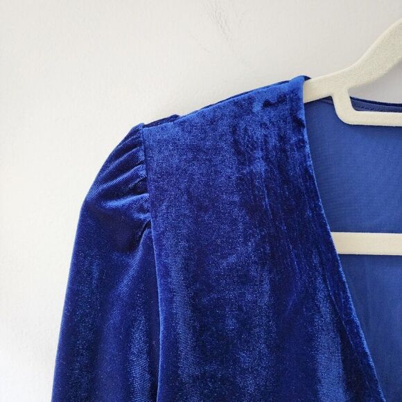 NY&CO V-Neck Velvet Top | Long Sleeve Wrap-Tie | Women's Small - Picture 6 of 10